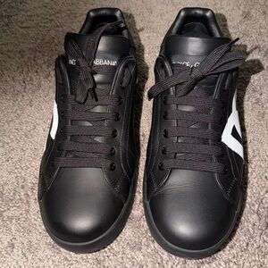 Dolce & Gabbana Black Sneakers with White Side Accent